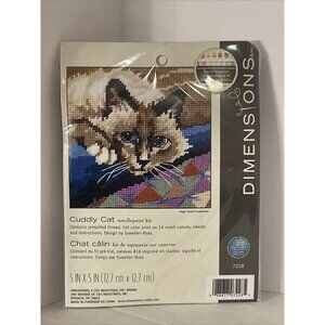 Dimensions Cuddly Cat Needlepoint 5" X 5" BRAND NEW SEALED